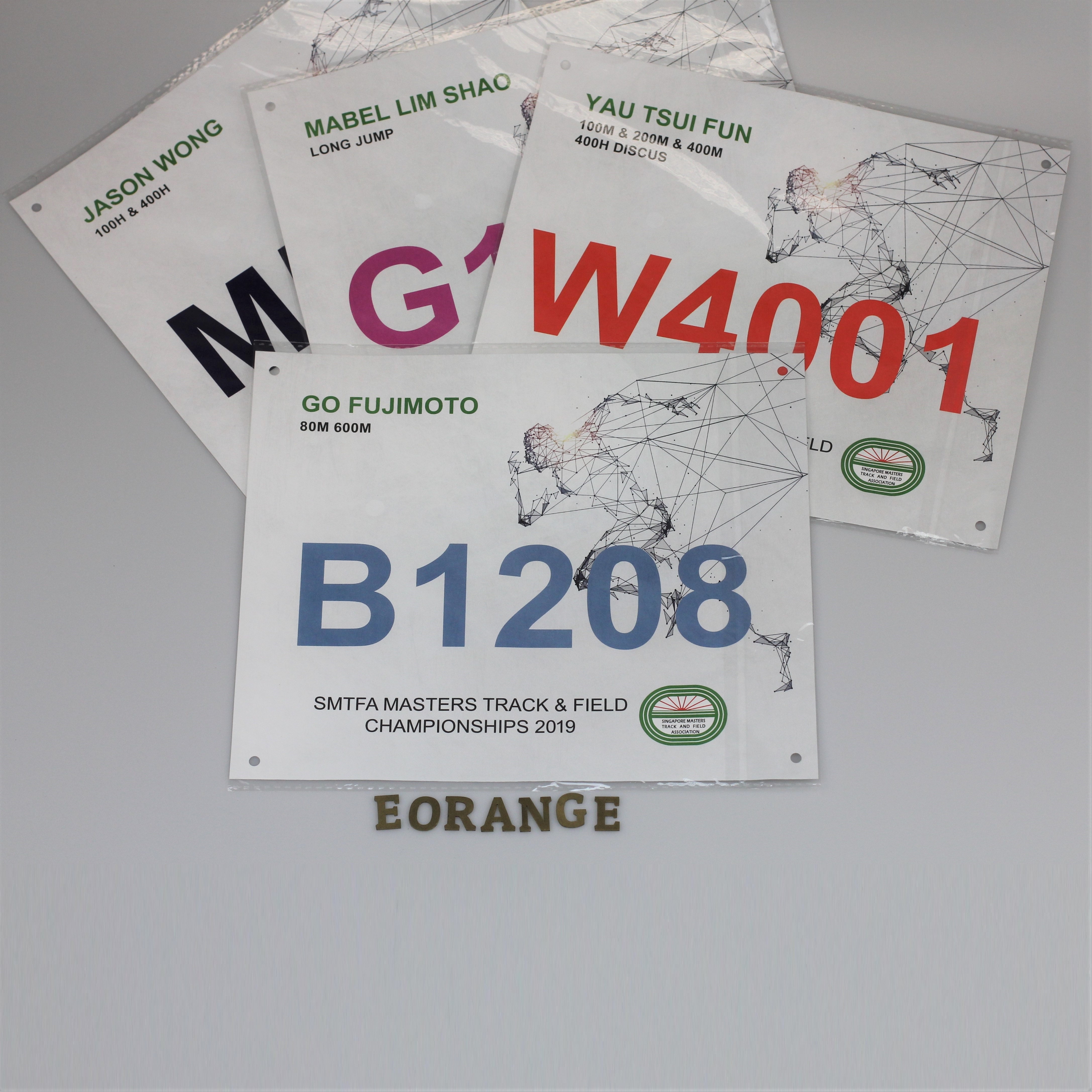 Customized logo print racing bib Running race printing singapore sports goodies bag items