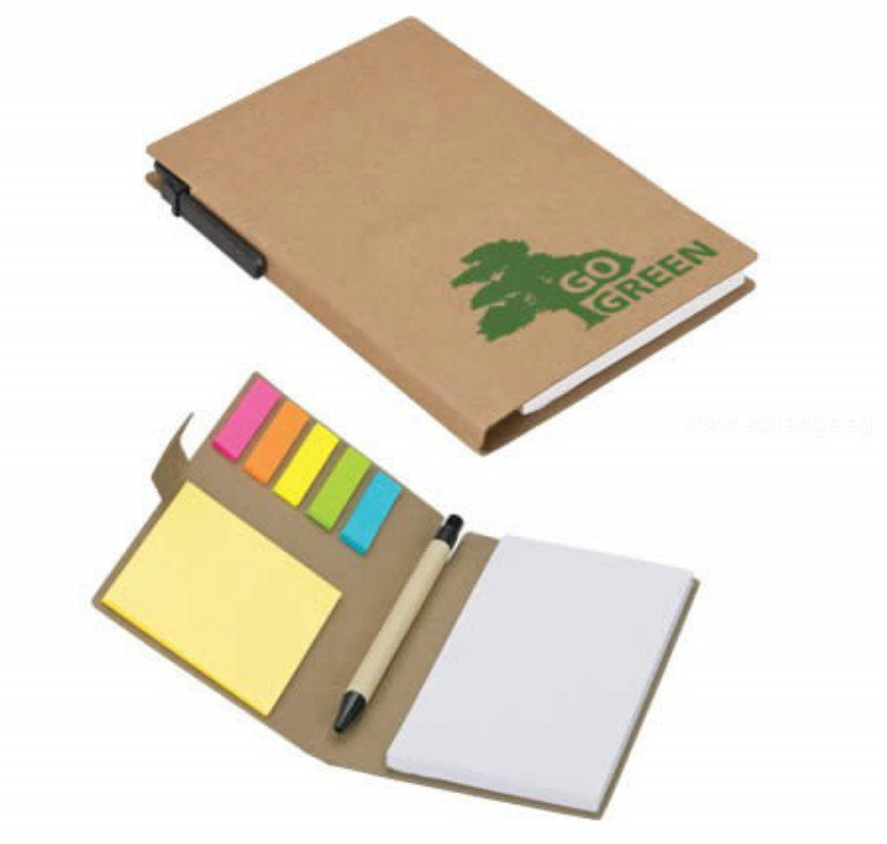 Eco-Friendly Desk Essentials Notebooks with Sticky Memo-pad and Pen